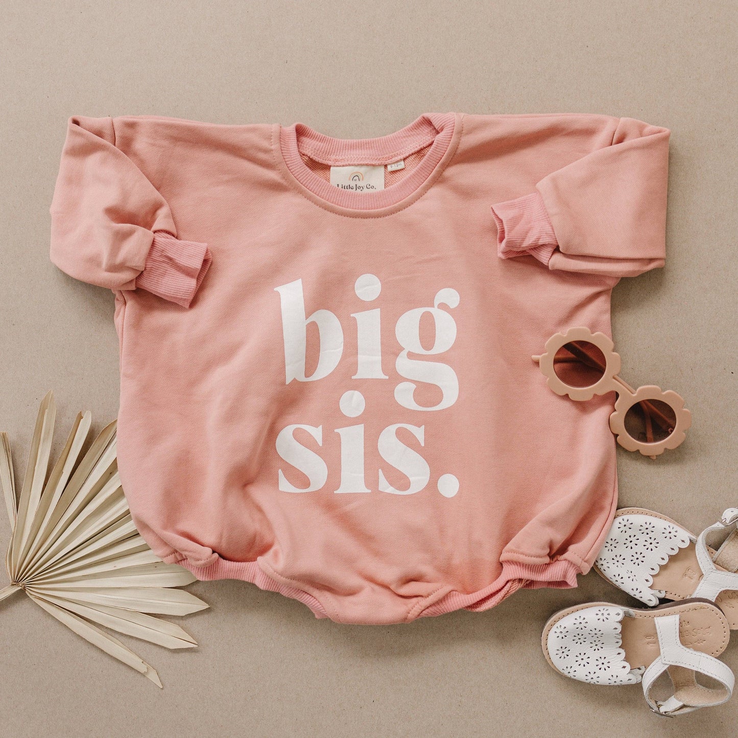 Big Sis Sweatshirt Romper - Sister Bubble Romper - Baby: Berry Romper