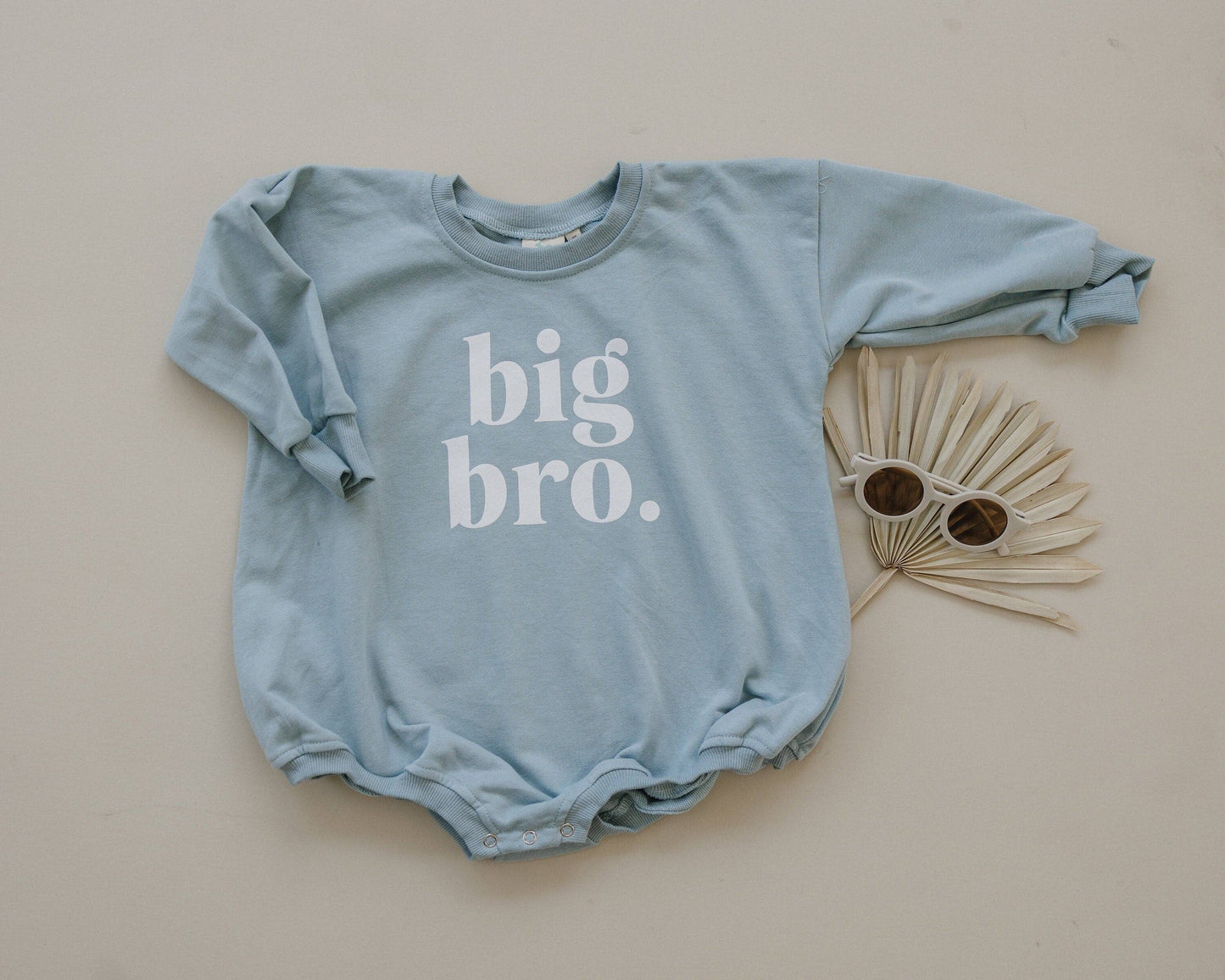 Big Bro Oversized Sweatshirt Romper - Brother Bubble Romper: Dusty Blue Romper