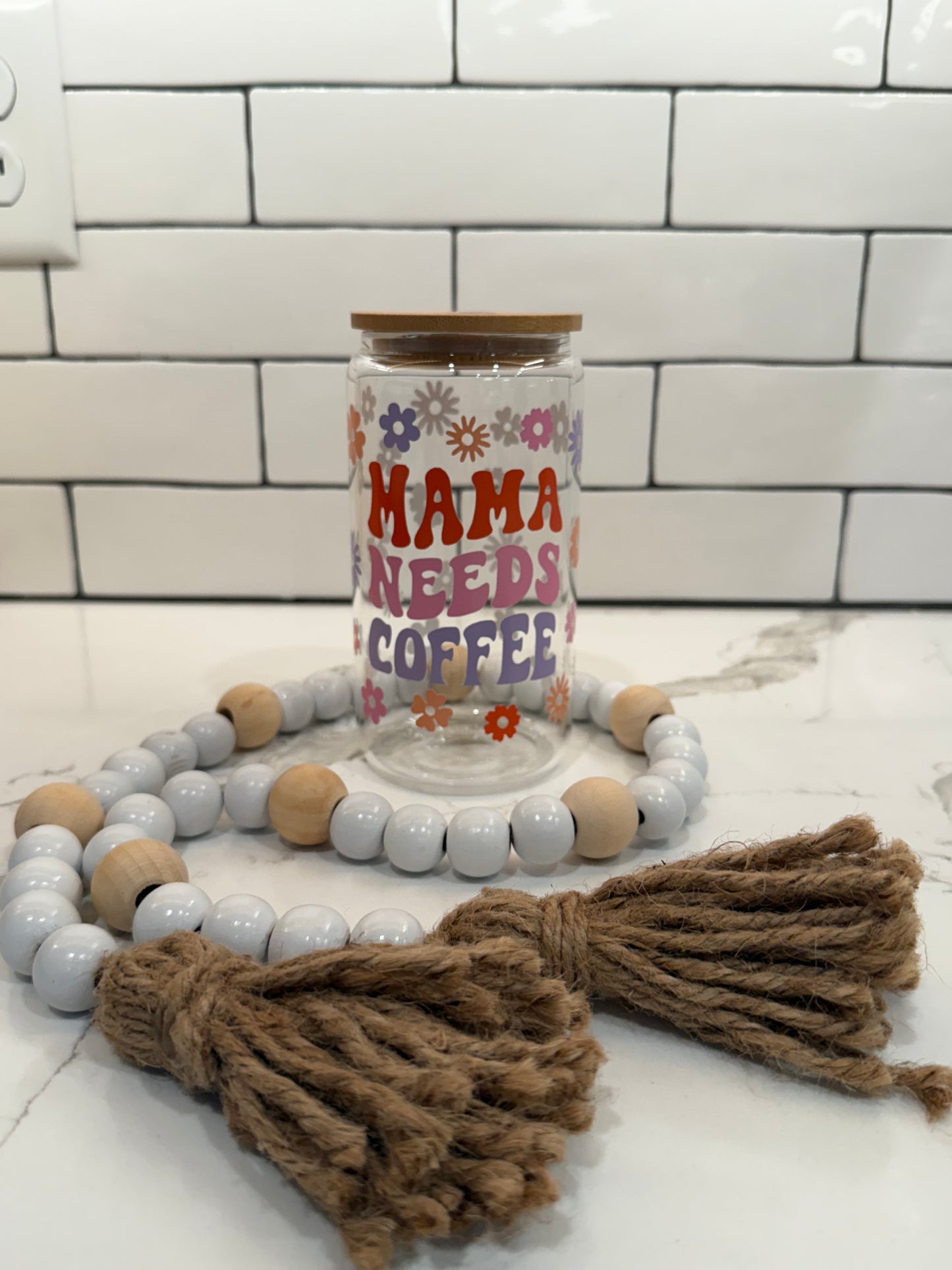 Mama needs coffee glass cup