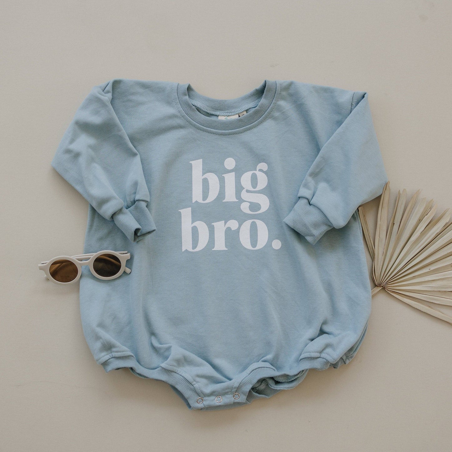 Big Bro Oversized Sweatshirt Romper - Brother Bubble Romper: Dusty Blue Romper